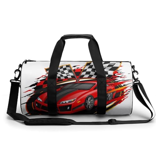 Sac de sport voiture de course rouge 45x23x23cm compact pour gym et voyage