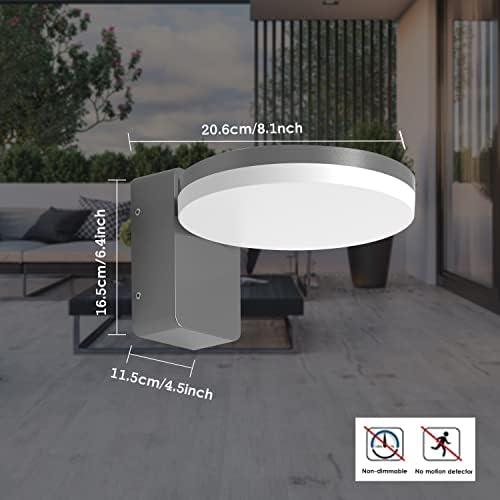 FLORNIA Outside Light Outdoor LED Wall Lighting Main Powered External Security Wall Lamp for Garden, Porch, Front Door (4000K 800LM 12W IP65)