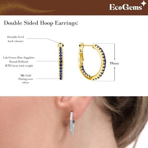 18K Yellow/White Gold Plated Silver Hoop Earring With 0.72 TCW Lab Grown Diamonds/Emerald/Blue Sapphire/Moissanite, Earrings For Women, Gift For Her Jewelry For Women Comes With Gift Box4