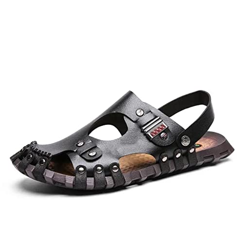Men Sandals Breathable Leather Men Beach Flip Flop Men Casual Shoes Comfortable Slip-on Men's Shoes(41)2