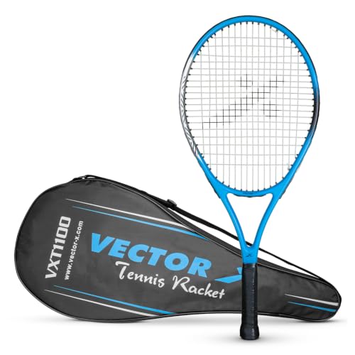 Image of Vector X VXT-1100 26 inch Aluminium Lawn Tennis Racquet for Adults & Kids, Lightweight, Durable & Beginner Tennis Racket Gear for Children, for Outdoor Game Play, Practice & Training (White-red)+ Cover