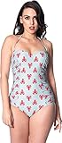 Banned Damen Badeanzug Lobster Hummer Einteiler 50s Bademode Blau M