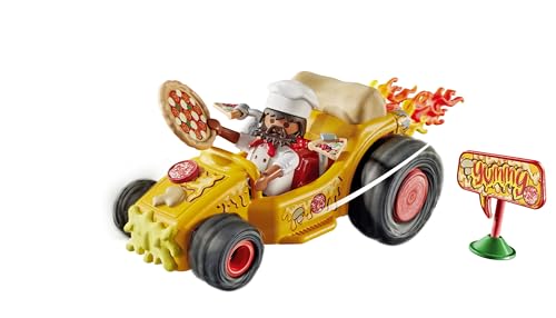 Playmobil 71634 Pizzaïolo et Kart Funstars - Comprend Un Personnage, Un Kart avec Moteur rétractable Ainsi Que des Accessoires - Dès 4 Ans