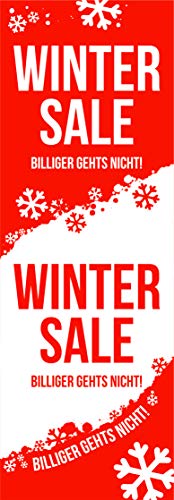 Banner Plakate Langbahn für Sale und Rabattaktionen - 48 x 138 cm für Schaufenster und Wände - auch mit Klemmschiene zum Aufhängen (Winter Sale, Ohne Klemmschiene) Cover
