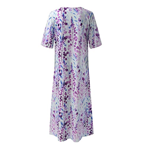 Ceboyel Women's Boho Floral Print Midi Dress Short Sleeve Dressy Casual Spring Dresses Beach Vacation Trendy Resort Clothes #TOP5
