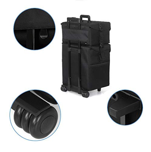 DPPAN 2-in-1 Extra Groß Nylon Trolley Kosmetikkoffer, Professionell Make-up Koffer 4 Rollen, Schminkkoffer zu Künstler… – Bild 7