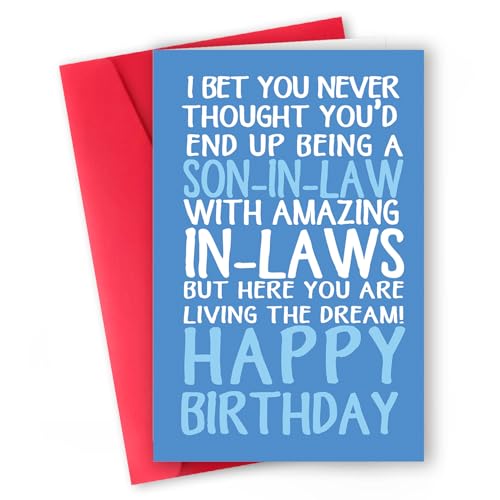 ICOOLYI Funny Son-in-Law Birthday Card from Awesome In-Laws – Humorous and Sarcastic Greeting for Son-in-Law Living the Dream – Happy Birthday Card for Him