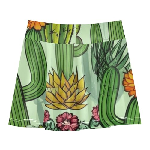 Cacti Colorful Blooming Flowers Toddler Tennis Skirts Rainbow Athletic Shorts for Girls Skorts Girl Skort 4t2