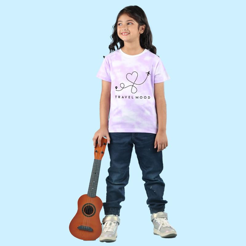 Nusyl NUGTDTSH0223.20 - Camiseta de viaje con estampado de teñido anudado para niñas