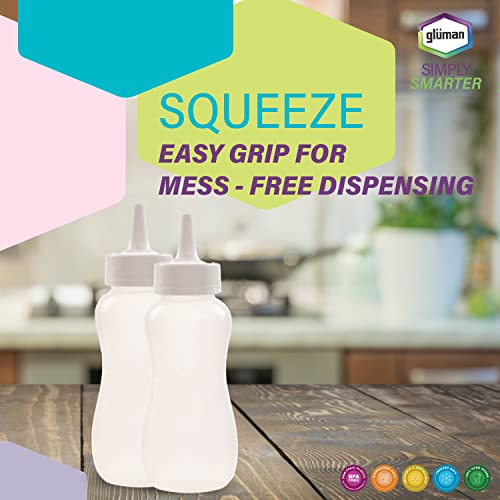 Image of Gluman Plastic Squeezy Sauce Bottle (Set Of 2) For Clean & Mess-Free Dispensing | 100% Food Grade | Dishwasher Safe | Freezer Safe | Ergonomically Designed | Reusable (White), 750 Milliliter - 750 Ml