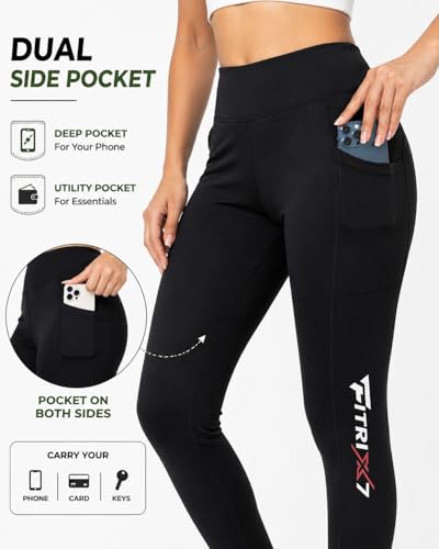 Image of Women's High-Waist Yoga Legging with Dual Side Pockets, Flattering Contoured Fit, Black