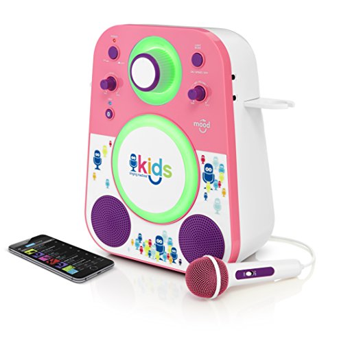 Singing Machine Kid's Smk250Pp Mood Led Glowing Bluetooth Sing-Along Speaker With Wired Youth Microphone Doubles As A Night Light, Pink/Purple #TOP6
