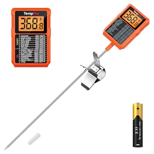ThermoPro TP510 Waterproof Digital Candy Thermometer with Pot Clip, 8" Long Probe Instant Read Food Cooking Meat Thermometer for Grilling Smoker BBQ Deep Fry Oil Thermometer