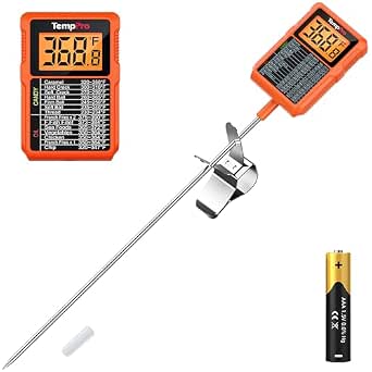 TempPro TempDip 1 Sec Digital Candy Thermometer with 10" Probe and Pot Clip