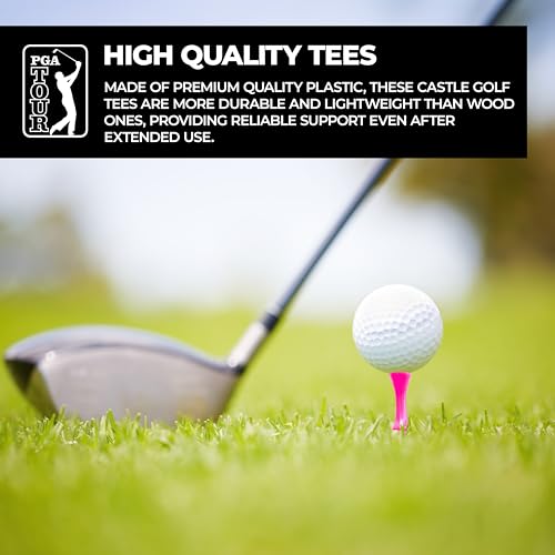 PGA Tour 200 Castle Golf Tees - Red/Yellow/Blue/Pink/Gray - Image 3