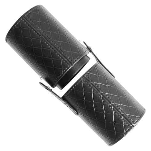 BUGUUYO Estuche Organizador de Brochas de Maquillaje Portátil de PU Negro Diseño de Líneas Romboidales Soporte Multifuncional para Pinceles y Cosméticos Adecuado para Viajes y
