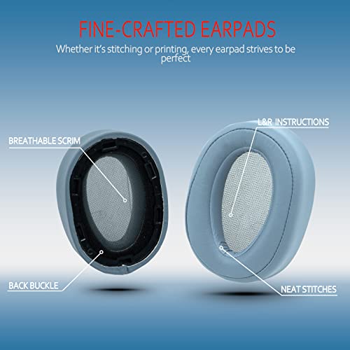 Image of Krone Kalpasmos Ear Pads for Sony WH-H900N, Compatible with Sony MDR-100ABN Headphones Over Ear Cushion, Soft Memory Foam Protein Leather Replacement Sony Headset Repair Part (Moonlight Blue)