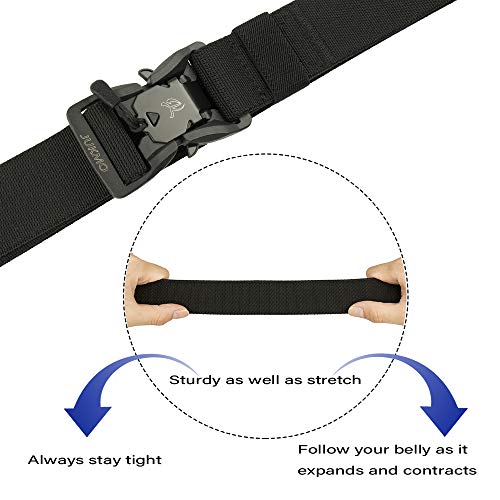 JUKMO Tactical Belt, Military Rigger 1.5‘’ Nylon Web Duty Work Belt with Magnetic Quick Release Buckle (Black, Medium)