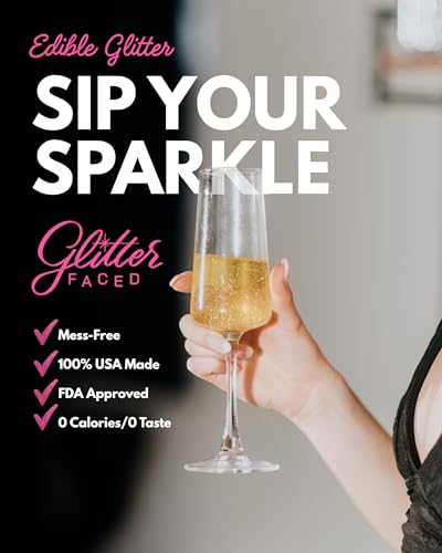 Glitter Faced Gold Edible Glitter For Drinks With 0-Calories, No Taste or Texture | 30ml Food-Grade, 30 Drinks, Luster Dust | Ideal for Beverages, Galentine’s, Parties & Events | Made in USA