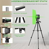 Enventor Kreuzlinienlaser Grün, Laser Wasserwaage, Selbstnivellierend Linienlaser, Vertikale/Horizontale Laser mit Magnethalterung 360°, IP54, Schutztasche & 2 * AA Batterien, 1 x Stativ – Ansicht 4