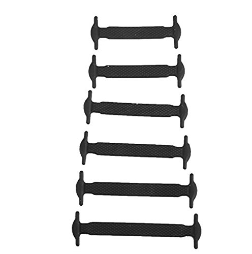 Ddoq enfants élastique en silicone No Tie Lacets de chaussures Lacets de vêtements Accessoires 12u00a0pcs (Noir)