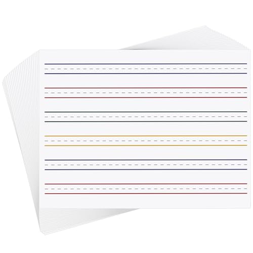 AmazingSpark 50 Sheet 4-Color Raised Line Paper for Handwriting Practice, Wide Ruled Portrait Writing Paper for Beginner Kids Teachers Students Sensory with Line, 12 x 9 Inch
