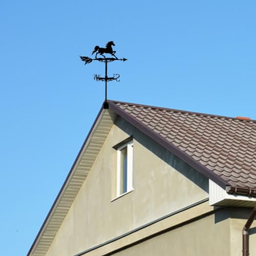 SUPERDANT Pferde Wetterhahn Garten Wetterhahn fürs Dach Windspiel Schmiedeeiserne Wetterfahne Richtungsschild Wetterfahnen Outdoor Bauernhaus Weathervane Dekoration Für Bauernhaus Garten Außenbereich
