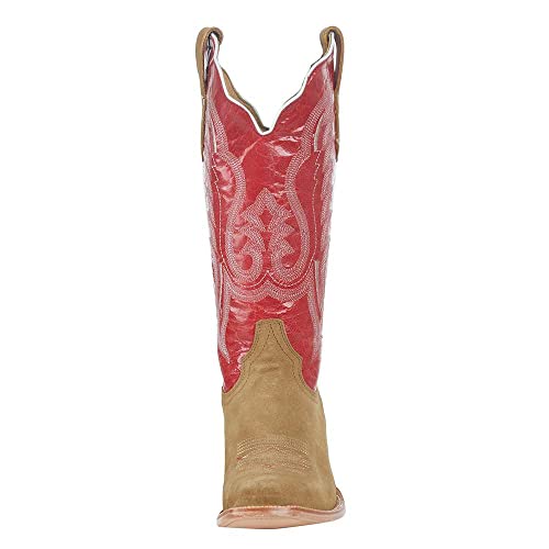R Womens Sand Roughout 13in Red Top Boot2