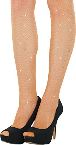 Image of ToBeInStyle Women's Fine Fishnet Pattern Pantyhose w /Back Seam & Rhinestones