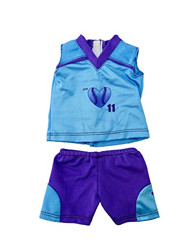 American Fashion World Teal and Purple Softball Uniform Made to fit 18 inch Dolls Such as American Girl Dolls