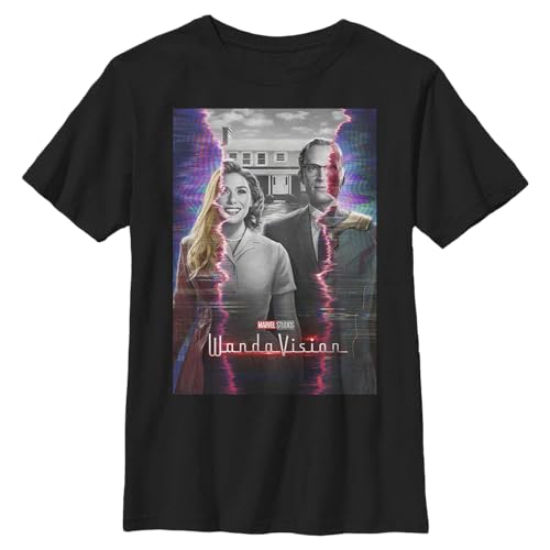 T-shirt premium Marvel WandaVision en coton noir durable pour enfant