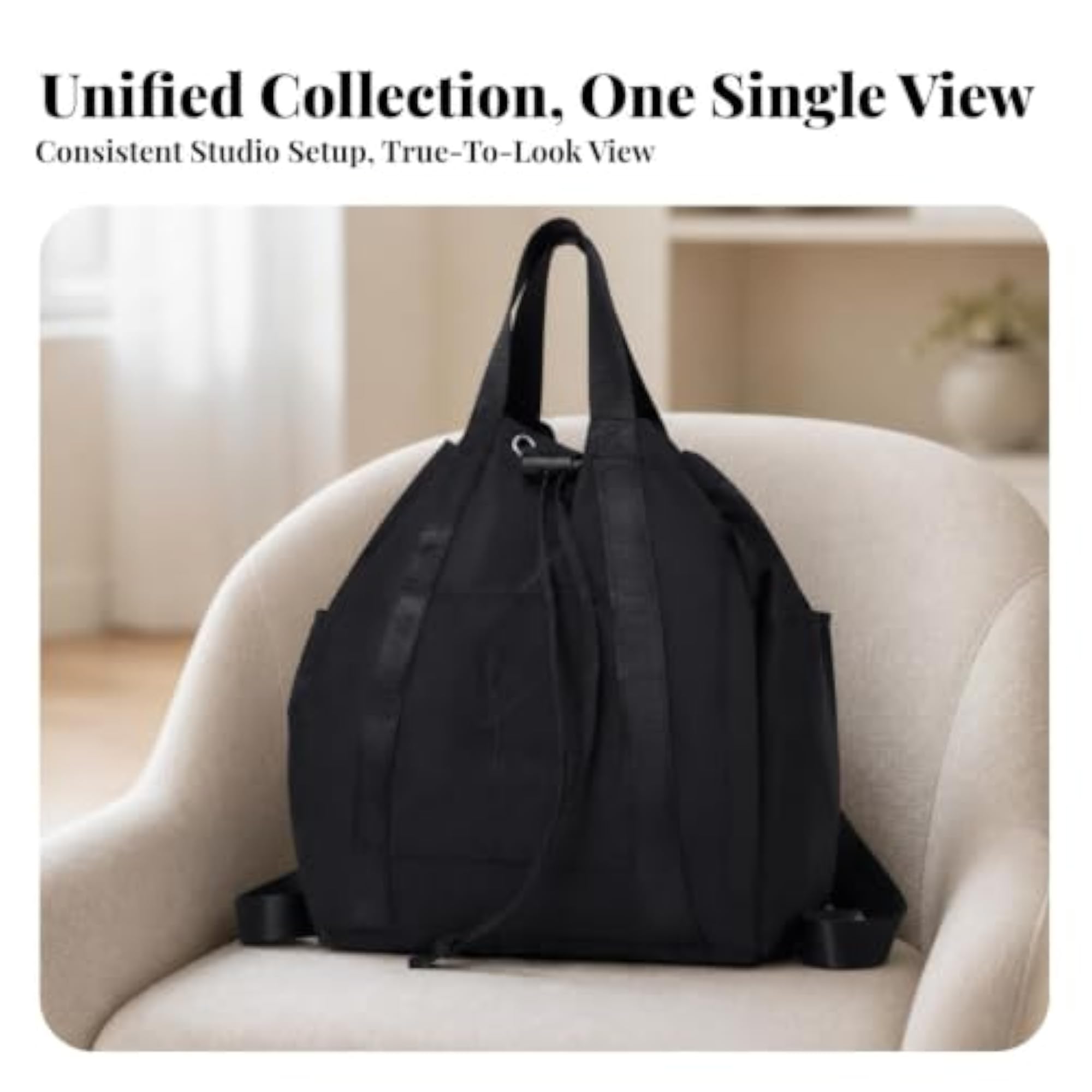 Soft-Structured Drawstring Backpack with Adjustable Shoulder Straps