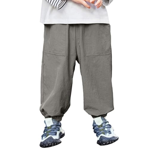 Pantalones deportivos para niños, pantalones escolares, pantalones deportivos para niños, cintura elástica, ajuste holgado, pantalones deportivos de secado rápido, holgados, cómodos, con bolsillos