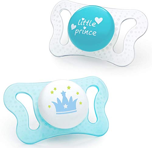Chicco PhysioForma mi-cro Newborn Pacifier for Babies 0-2m, Teal, Orthodontic Nipple, BPA-Free, 2-Count in Sterilizing Case