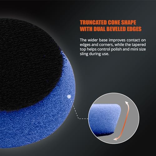Image of SPTA Blue Mini High-Cut Foam Polishing Pad Sets, 10Pcs 1.3inch /32mm Sponge Polishing Buffing Pads, Car Foam Detail Polishing Pad Kit for Car Detail Polishing, Small Area Polishing -FF102-10