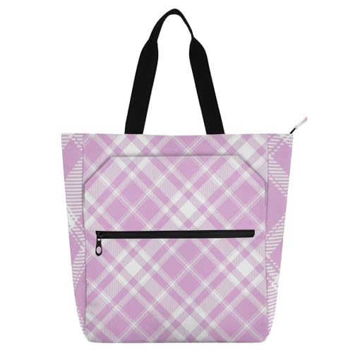 Sac fourre-tout damier rose et violet en toile lavable pour livres