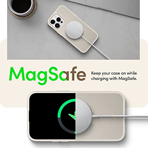 Image of CYRILL Kajuk Mag Compatible with iPhone 14 Pro Max Case (2022), Premium Vegan Leather Case with MagSafe and Full Body Protection - Me Time Cream