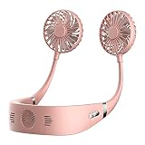 Ventilateur De Cou Portable, Ventilateur Rechargeable USB, Dispositif De Refroidissement Personnel, 3 Vitesses, Ventilateur De Cou À Rotation Libre À 360 °, Utilisation Sportive Et Bureautique,Rose
