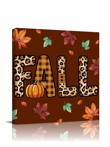 Leopard Print Fall Wall Art Giclee Canvas Prints Thanksgiving Pumpkin