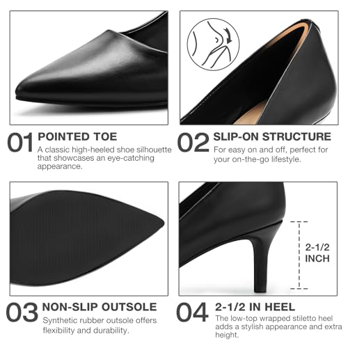 ZURIN Women's Pointed Toe Comfortable Stiletto Heels Closed Toe Dress Pumps Shoes for Wedding Work Office Business 2 1/2 inch2