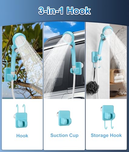 WADEO Portable Shower for Camping, Outdoor Electric Shower Rechargeable Pump with 20L Collapsible Bucket, Camping Shower Head Nozzle for Camping, Hiking, Traveling, Washing - Thumbnail 4