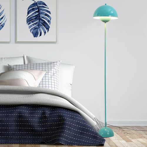 Image of Mid-Century Modern Metal Bud Floor Lamp for Home and Office, Turquoise