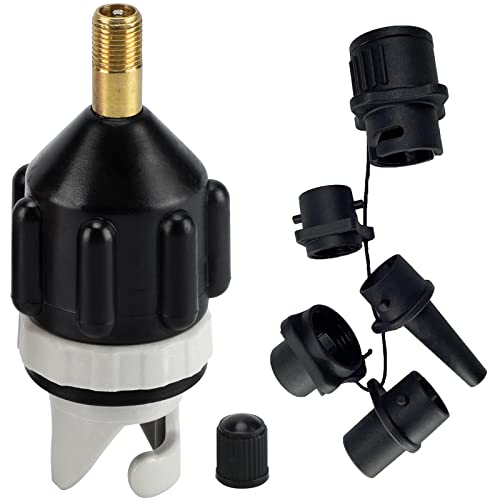 yuejuhe SUP Pump Adaptor Converter, Paddle Board Pump Adaptor with 4 Air Valve Nozzles, air Pump Adapter Set for Inflatable Dinghy Boat, Stand Up Paddleboarding (Black)