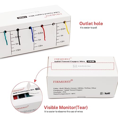 Image of FIRMERST 24 Gauge Solid Core Tinned Copper Hook up Wire Kit - 6 x 40 Feet