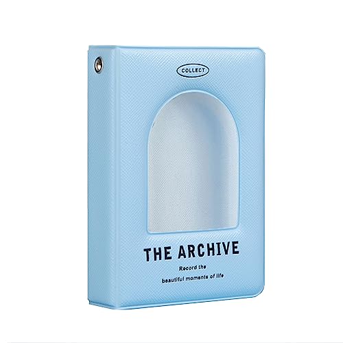 SURALIN 1PCS Mini-Fotoalbum, 40 Taschen, Kpop-Fotokartenhalter, Liebesherz, hohl, Fotokartenhalter kpop binder Binder Photo Card Holder für Fotosammlung（Hellblau）