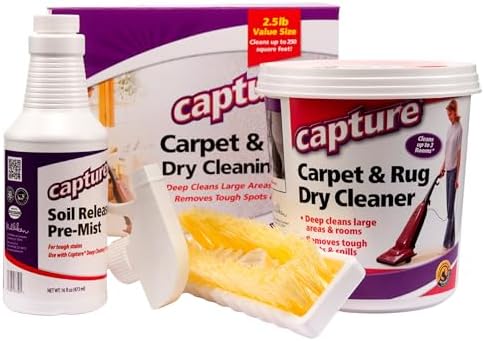 Capture Carpet Dry Cleaning Kit 250 - Resolve Allergens Stain Smell Moisture from Rug Furniture Clothes and Fabric, Mold Pet Stains Odor Smoke and Allergies Too