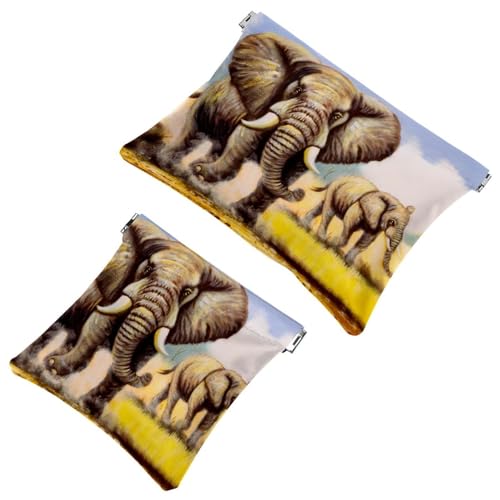 2 trousse tascabili per cosmetici con chiusura automatica per donne e ragazze motivo martedì grasso Multicolore 05 7.1x5.8 pollici