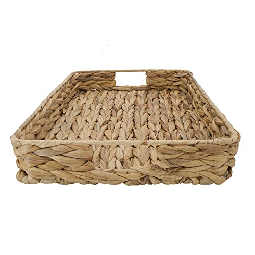 Yrmt Natural Woven Tray Rectangular Hyacinth Serving Tray With Handles For Breakfast Dinner Bread Fruit Coffee Table Tea Party,Home Decorative (Middle) #TOP7
