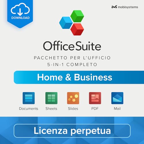 OfficeSuite Home & Business | Pacchetto 5-in-1 per l'ufficio | Documents, Sheets, Slides, PDF, Mail e Calendar | Licenza perpetua | 1 PC Windows | 1 utente [Online Code]