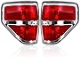 Pickup Truck Red Silver Rear Tail Lights Passenger and Driver Side Compatible with 2009 2010 2011 2012 2013 2014 Ford F150 F-150 Do not fit Flareside Stepside Replaces BL3Z13404AB BL3Z13404B